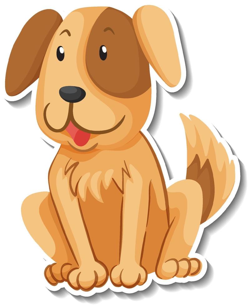 A sticker template of dog cartoon character vector