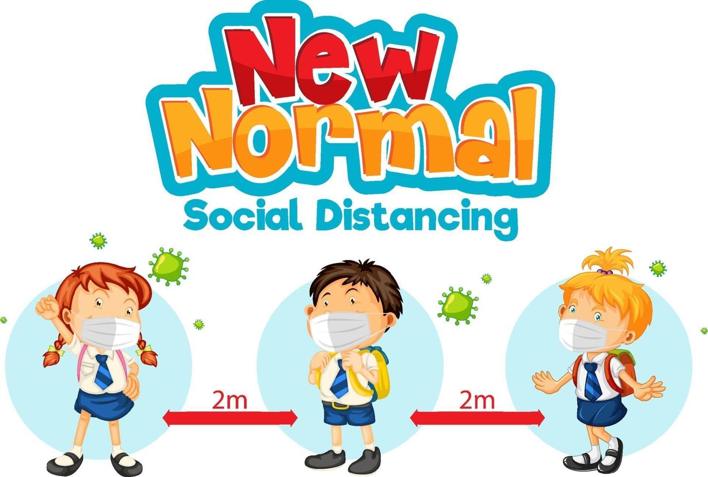 nueva normalidad con los estudiantes mantener el distanciamiento social vector