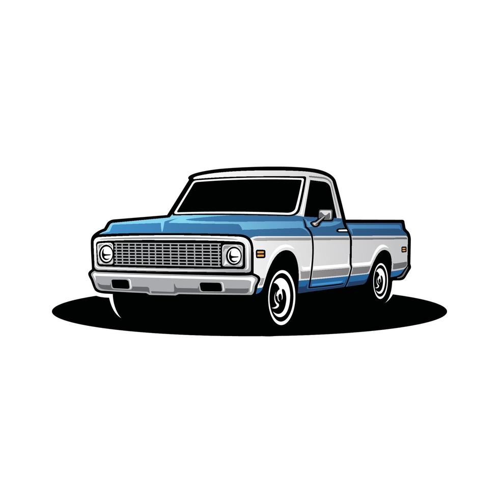 american retro pick up truck isolated vector