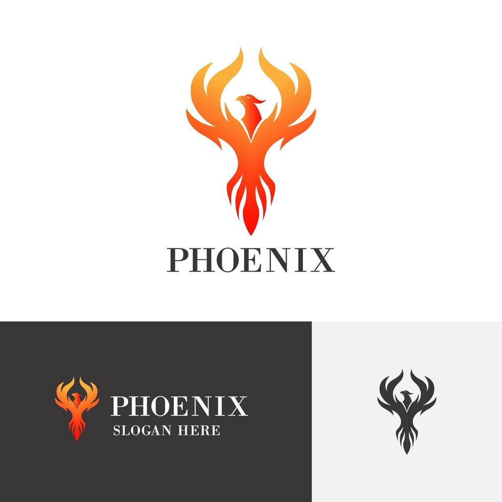 Fénix volador. plantilla de vector de diseño de logotipo de pájaro de fuego