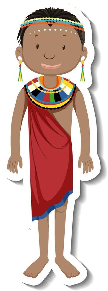 African tribal woman cartoon character sticker vector