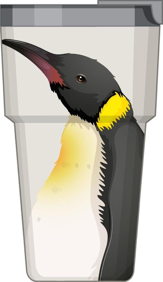 A white thermos flask with penguin pattern vector