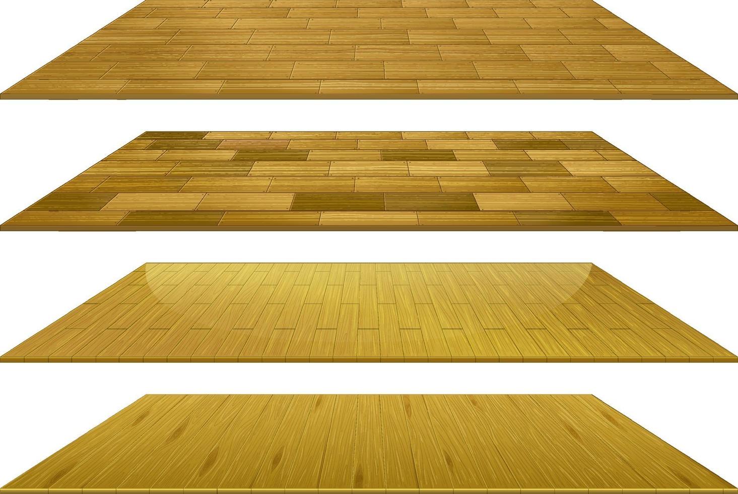 Conjunto de diferentes baldosas de madera marrón aislado sobre fondo blanco. vector