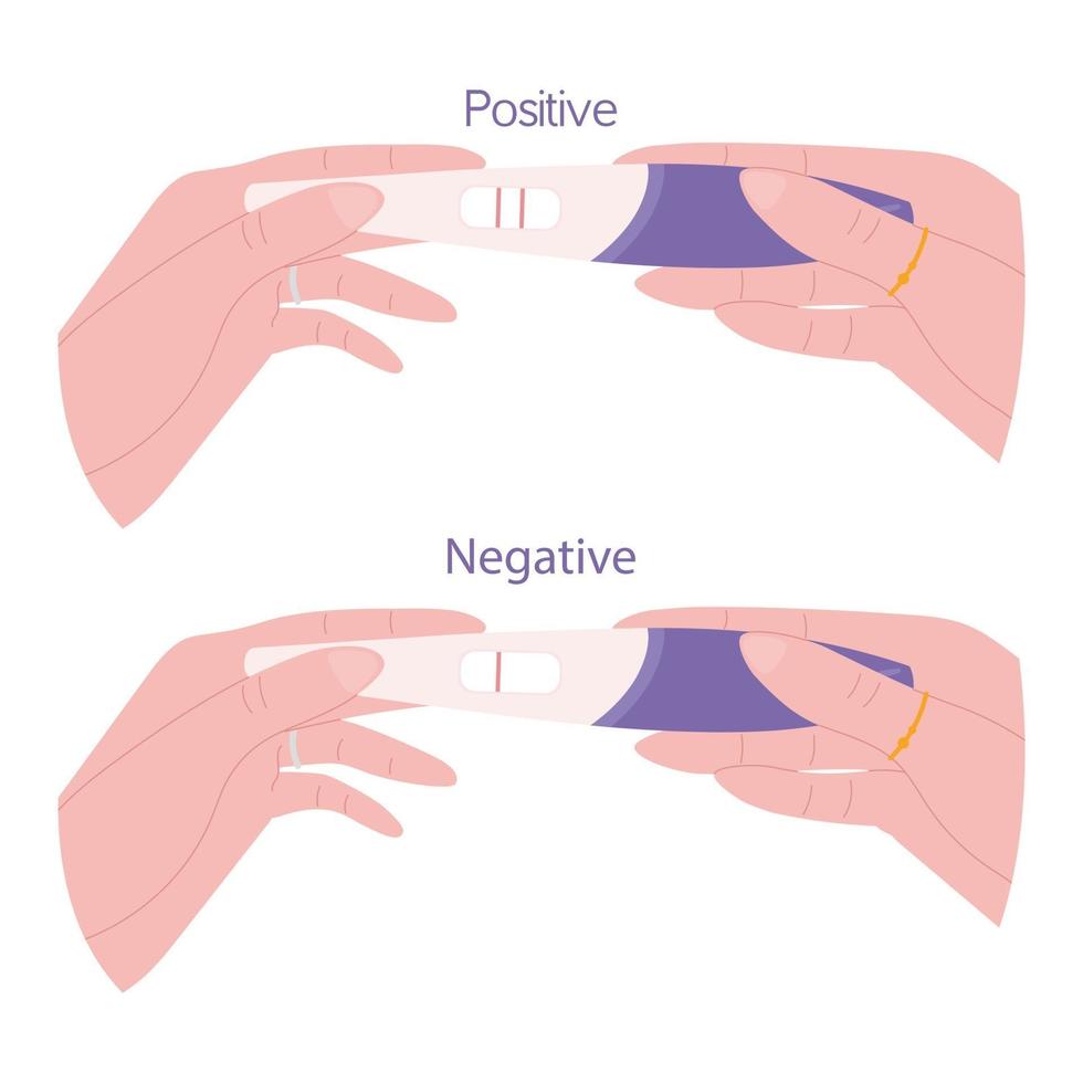 Set of pregnancy tests. Positive and negative results. vector