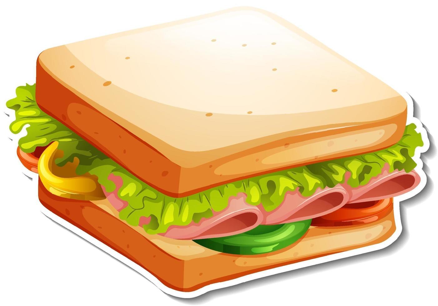 Bologna sandwich sticker on white background vector