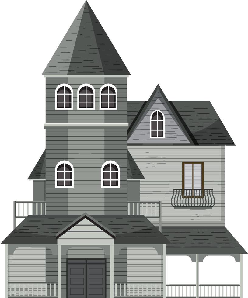 Isolated haunted mansion facade vector