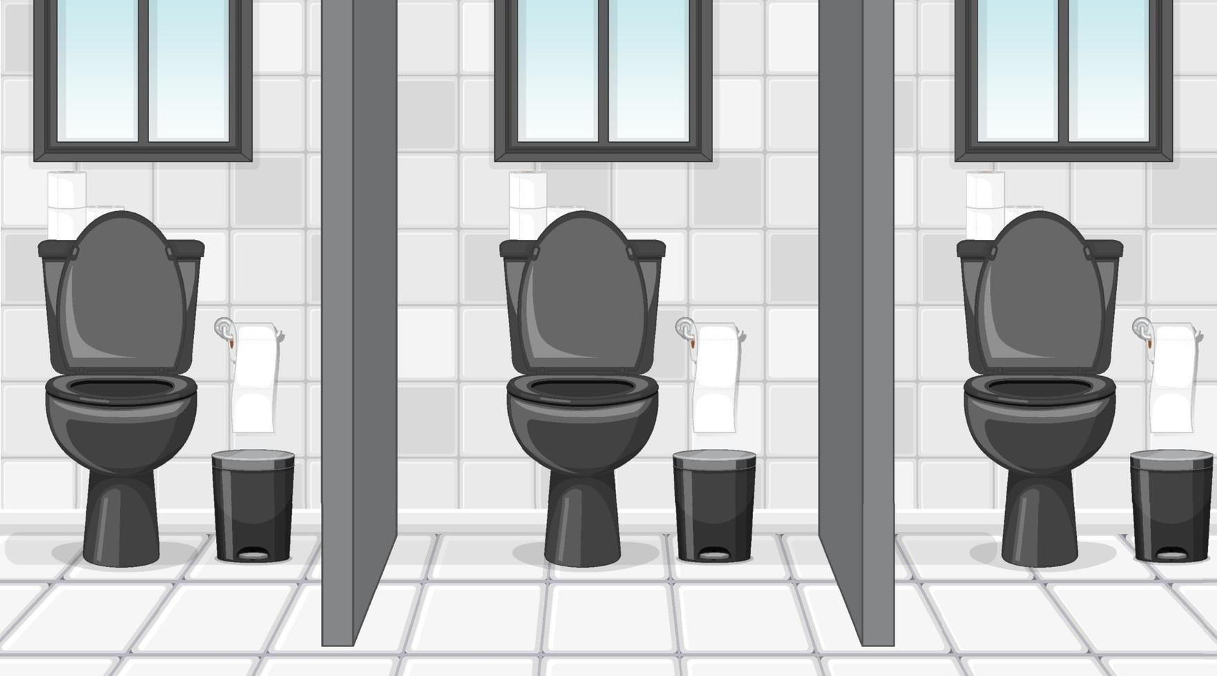 Empty scene with public toilet with cubicles vector