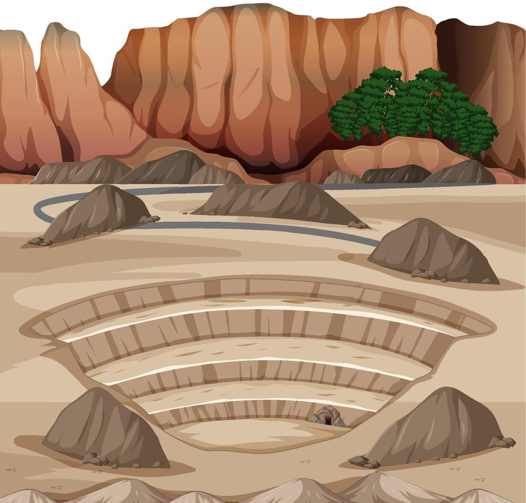 paisaje con escena de cantera minera. vector