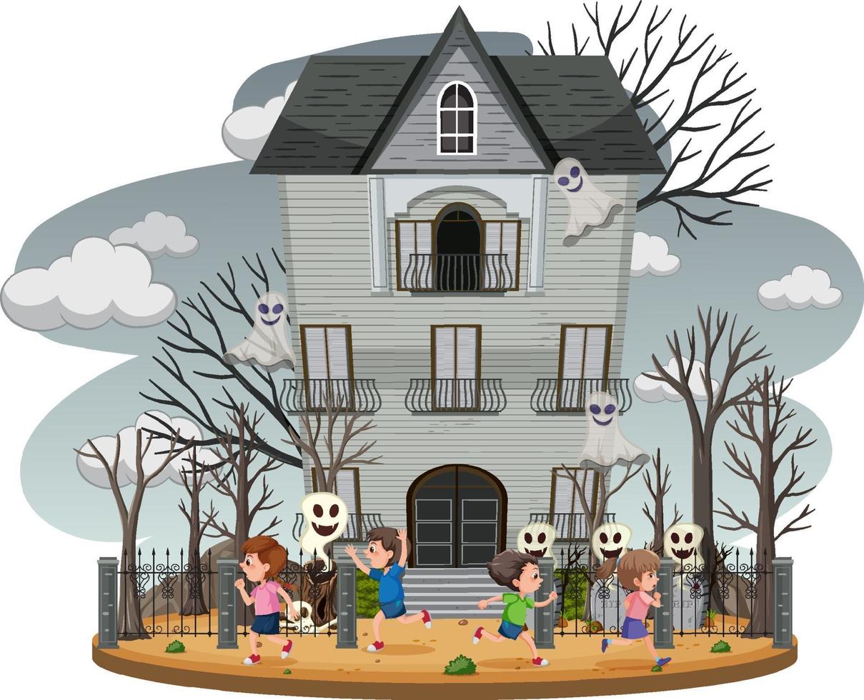 Haunted house with grey sky vector