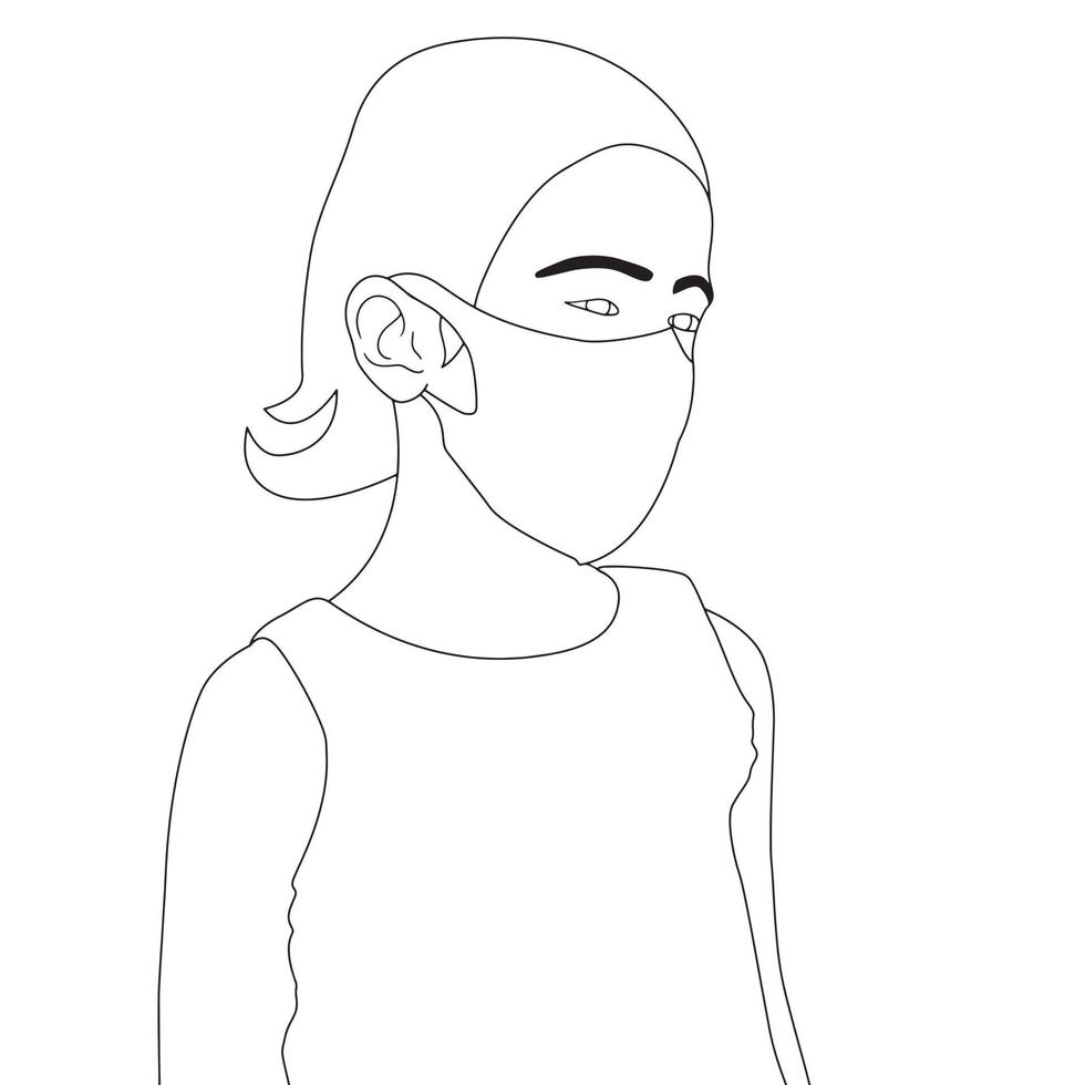 coloring pages - people with mask character illustrations. vector
