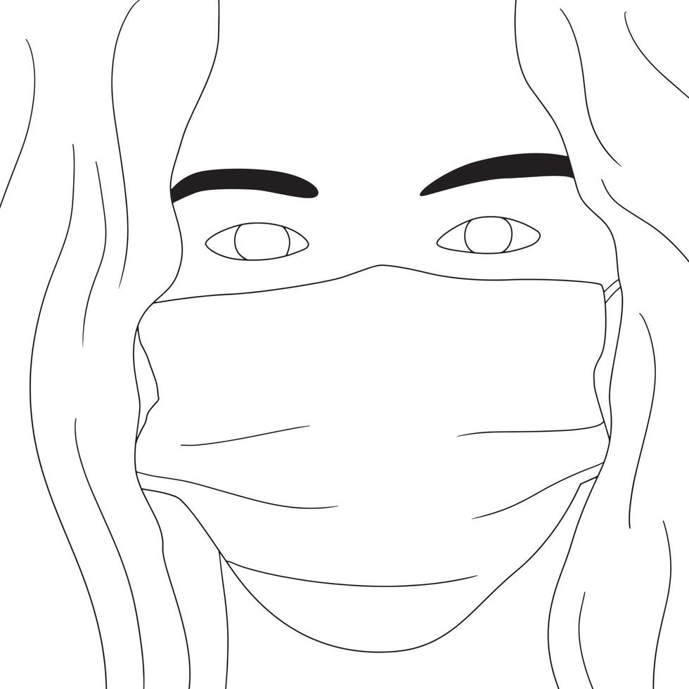 coloring pages - people with mask character illustrations. vector