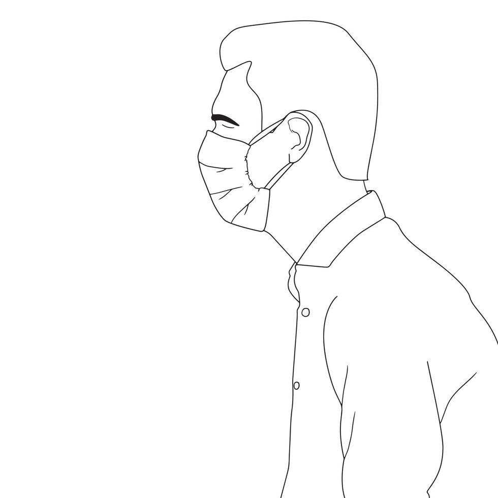 coloring pages - people with mask character illustrations. vector
