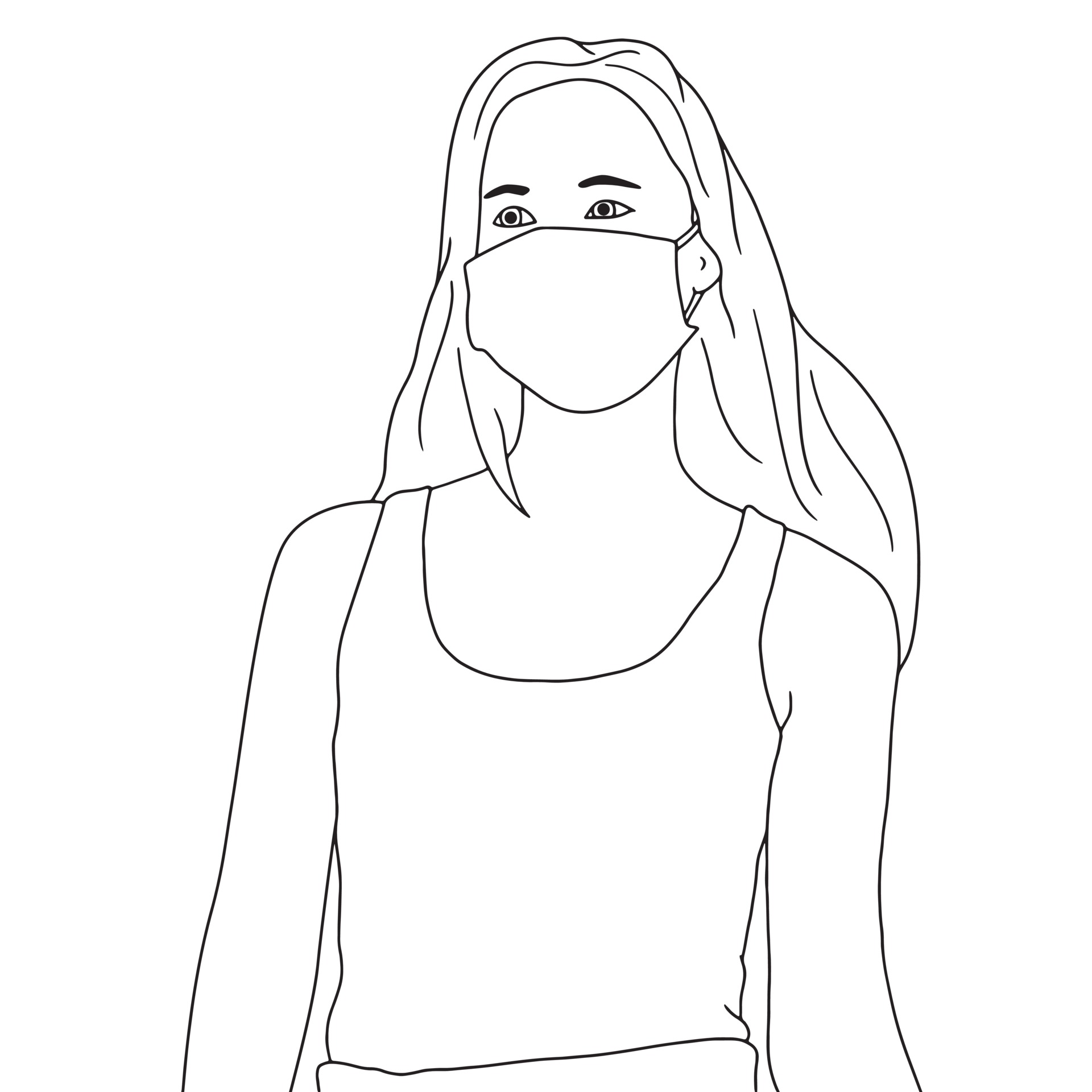 coloring pages illustration of people with mask flat vector 3333109 vector art at vecteezy