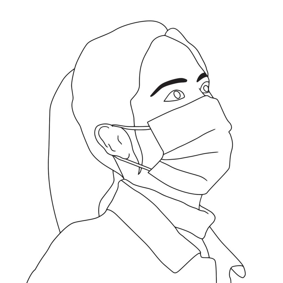 coloring pages - people with mask character illustrations. vector