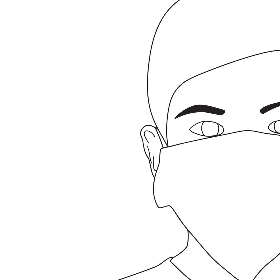 Coloring Pages - Hand drawn illustrations of people in mask, vector