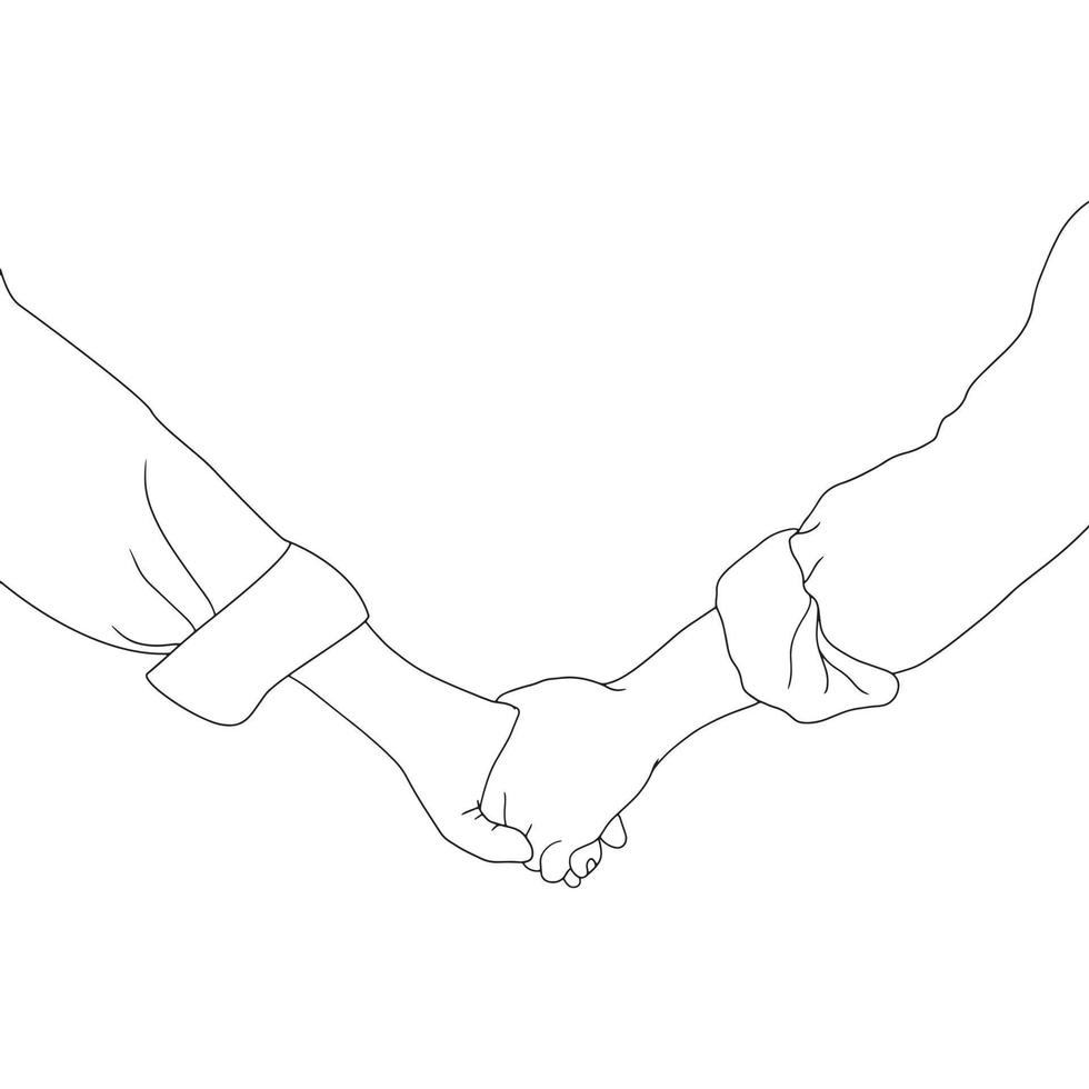 coloring pages - hand holding gesture, bonding gesture, vector