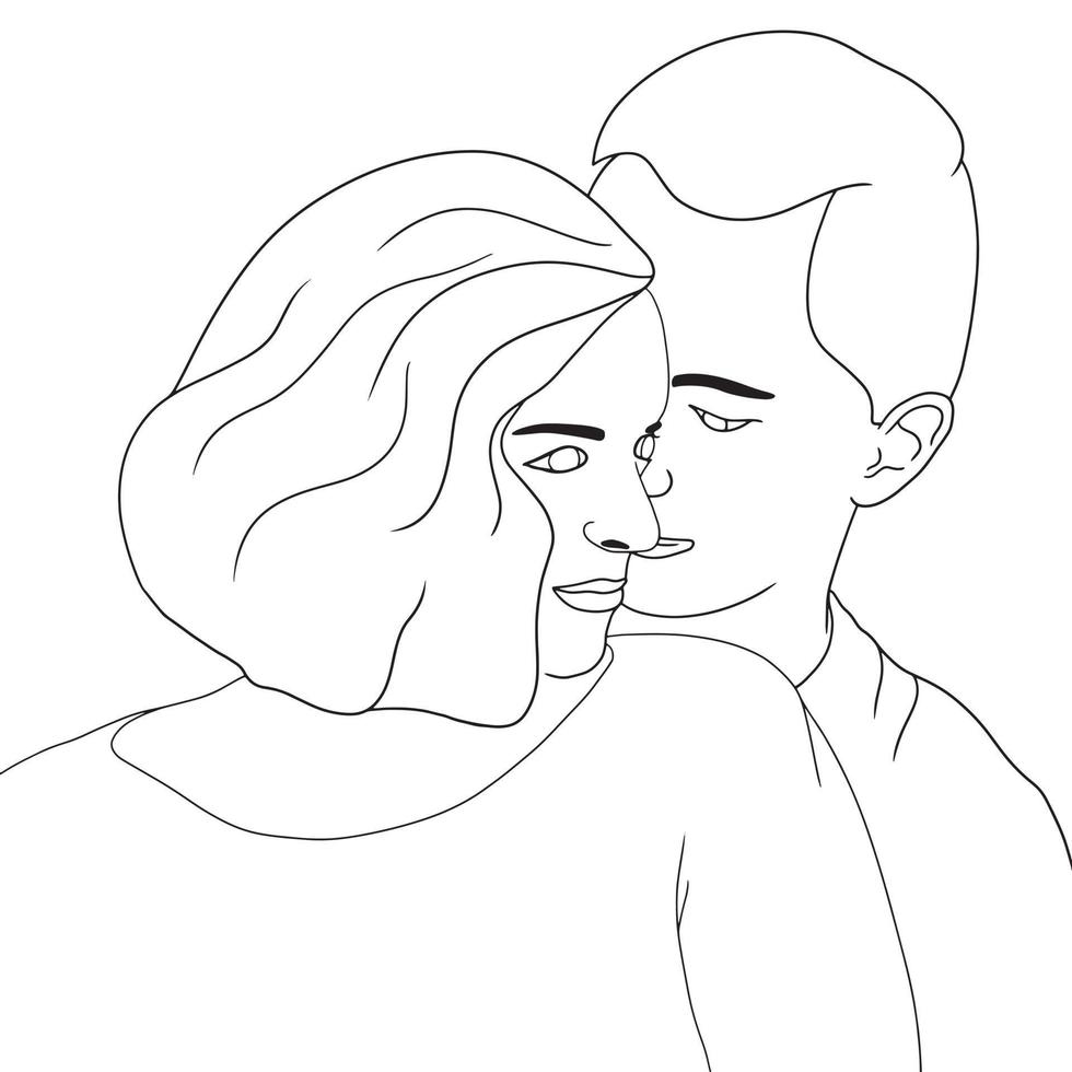 coloring pages couple having a beautiful time, cute moment vector
