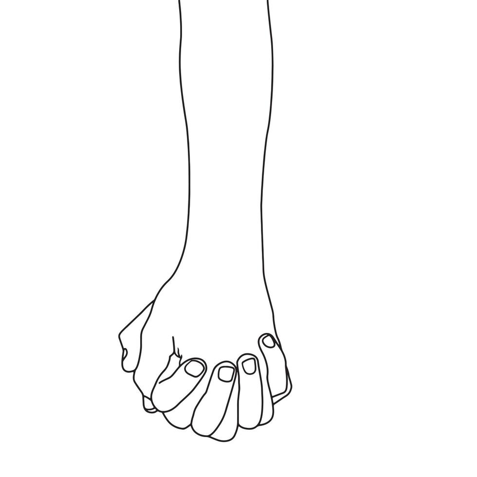 coloring pages - tight hand holding - vector illustration of two hand