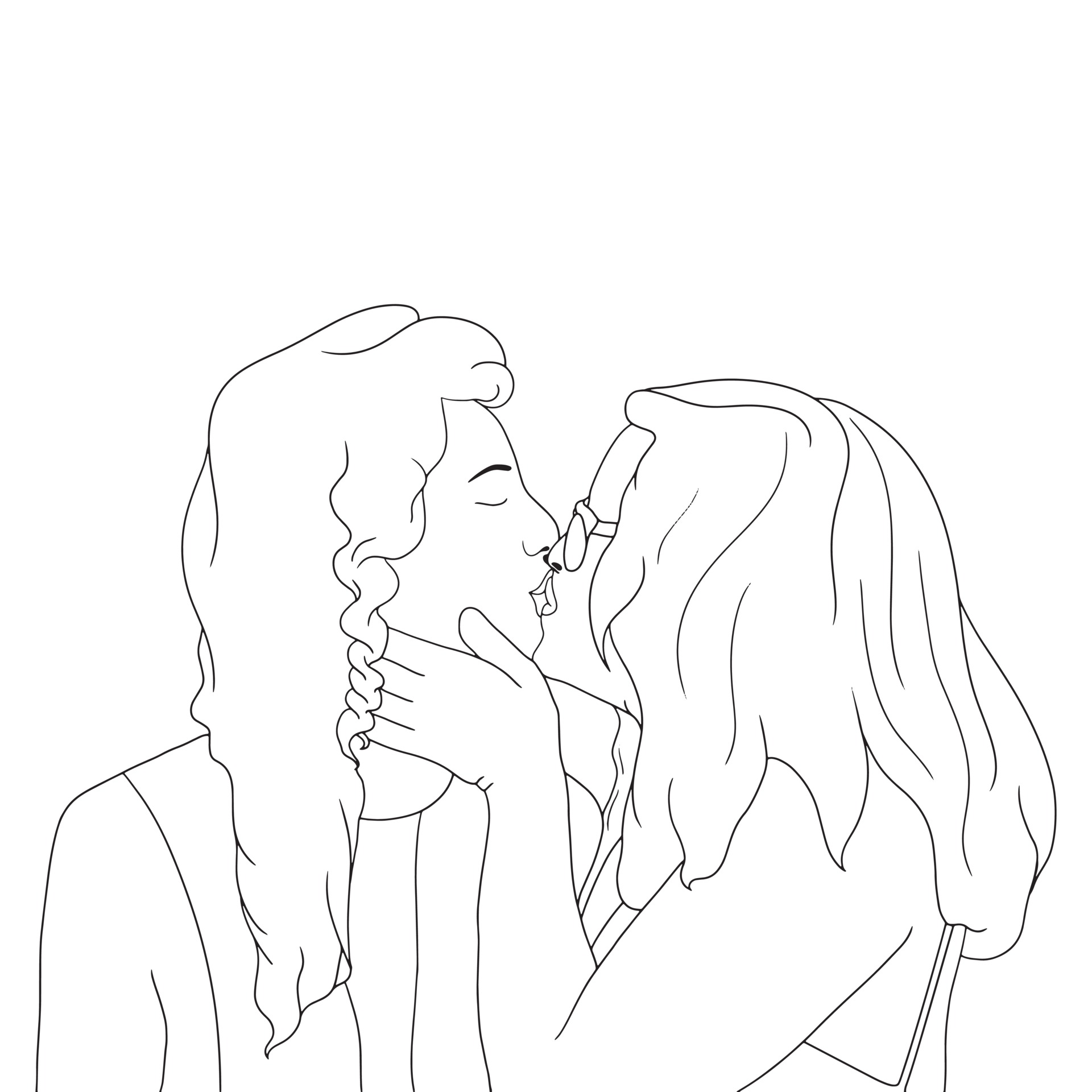 coloring pages two girls kissing each other, girls happy moment