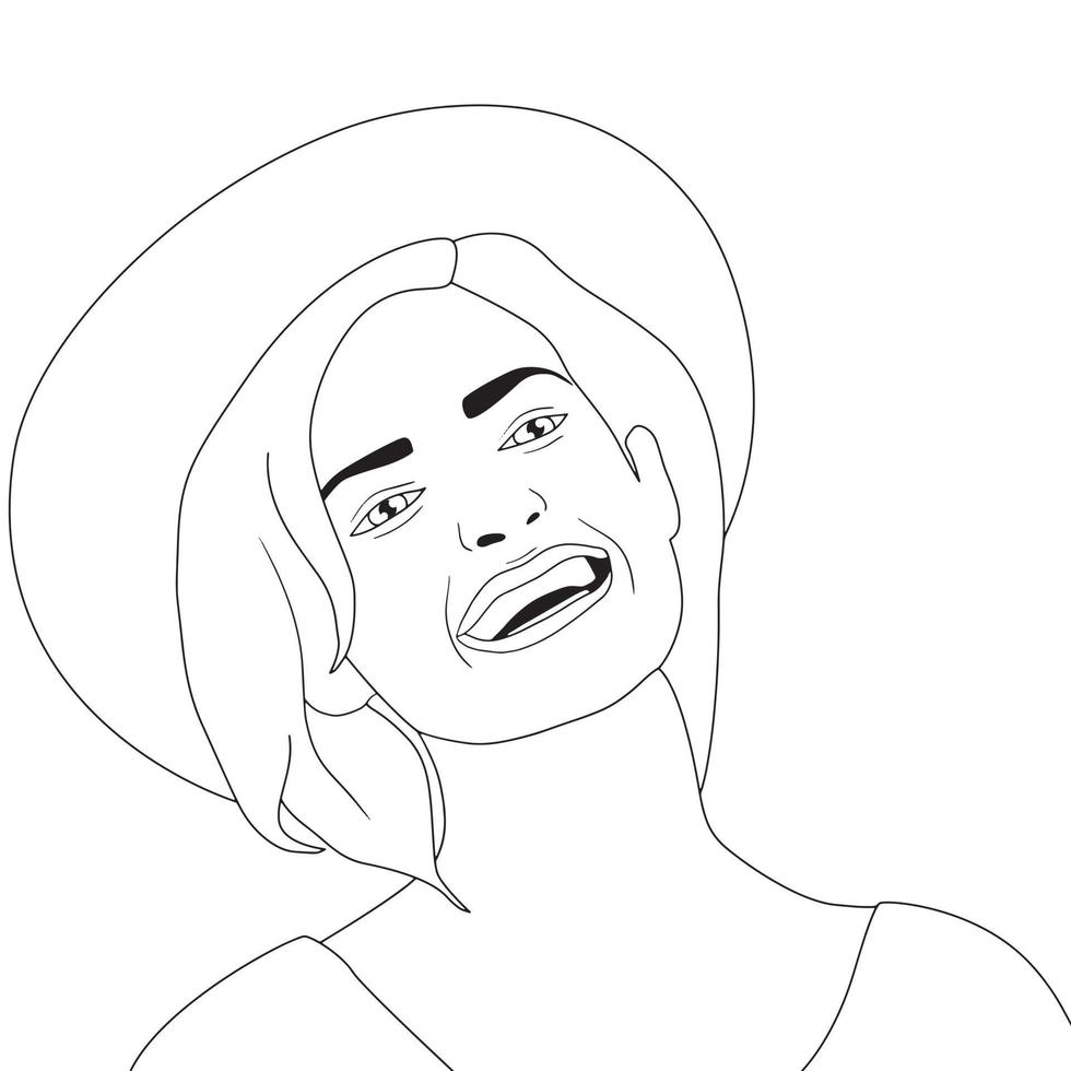 Coloring Pages - Happy woman illustration on isolated background. vector