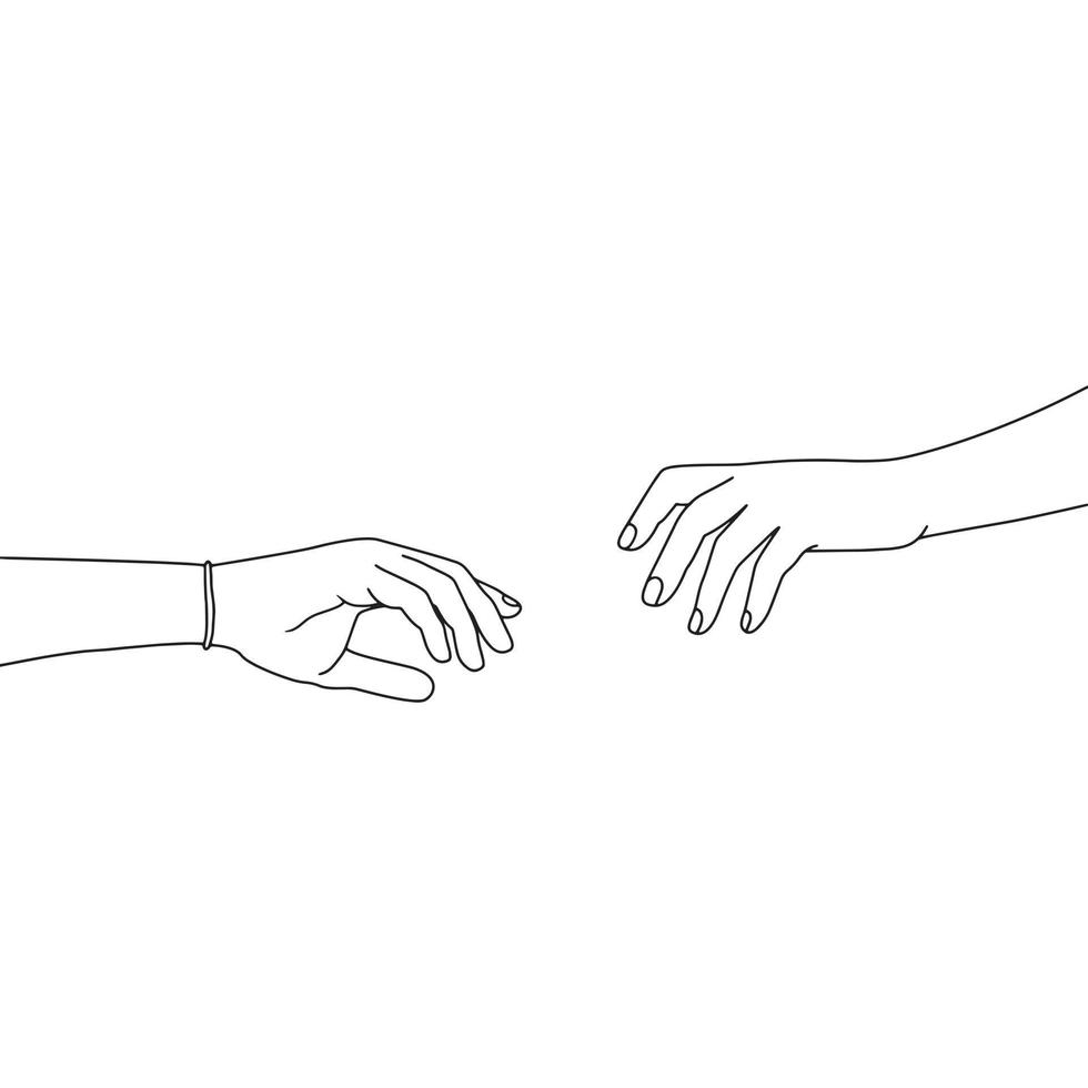 Coloring Pages - two hands trying to catch each other. vector