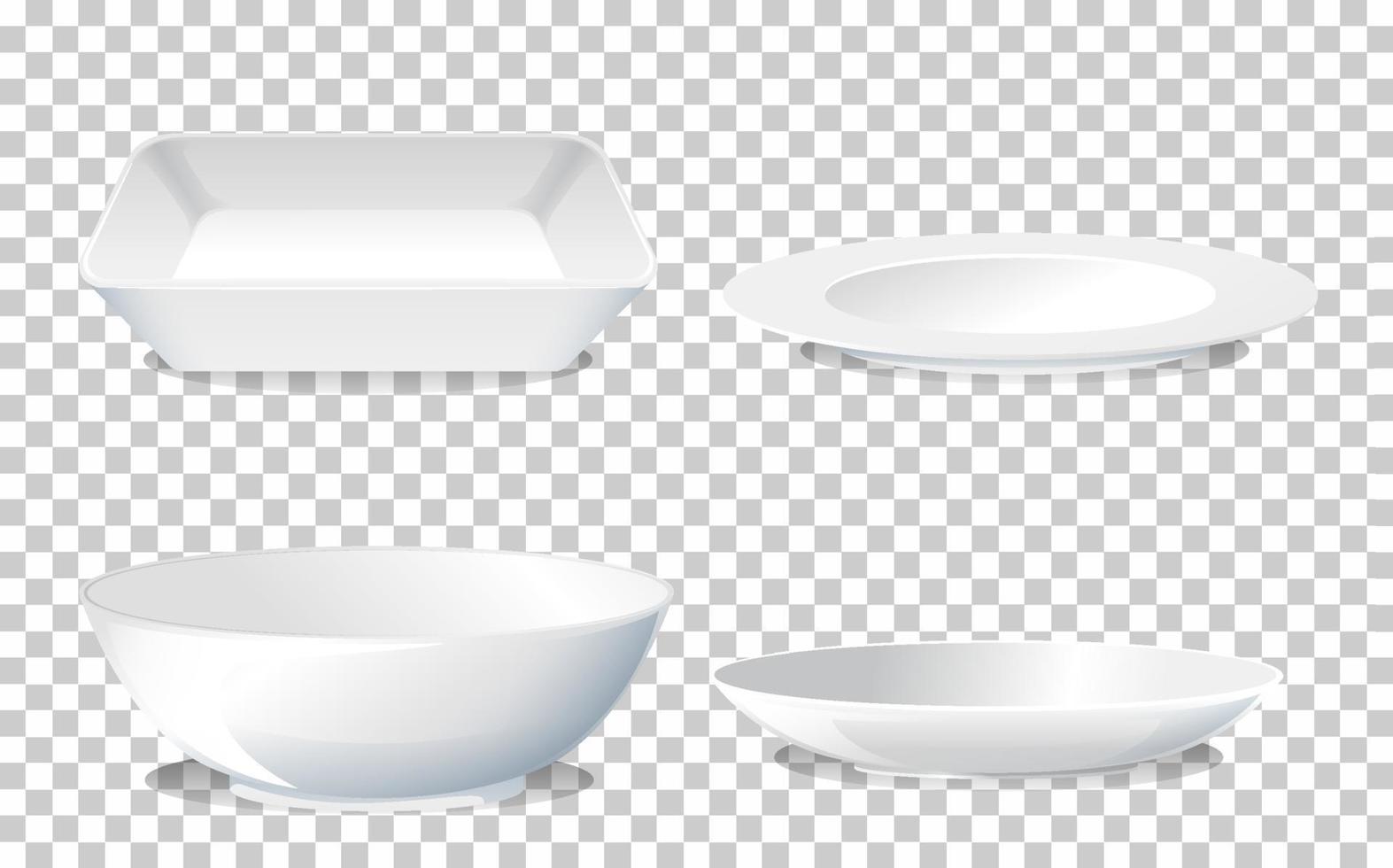 Set of white plain plate side view vector