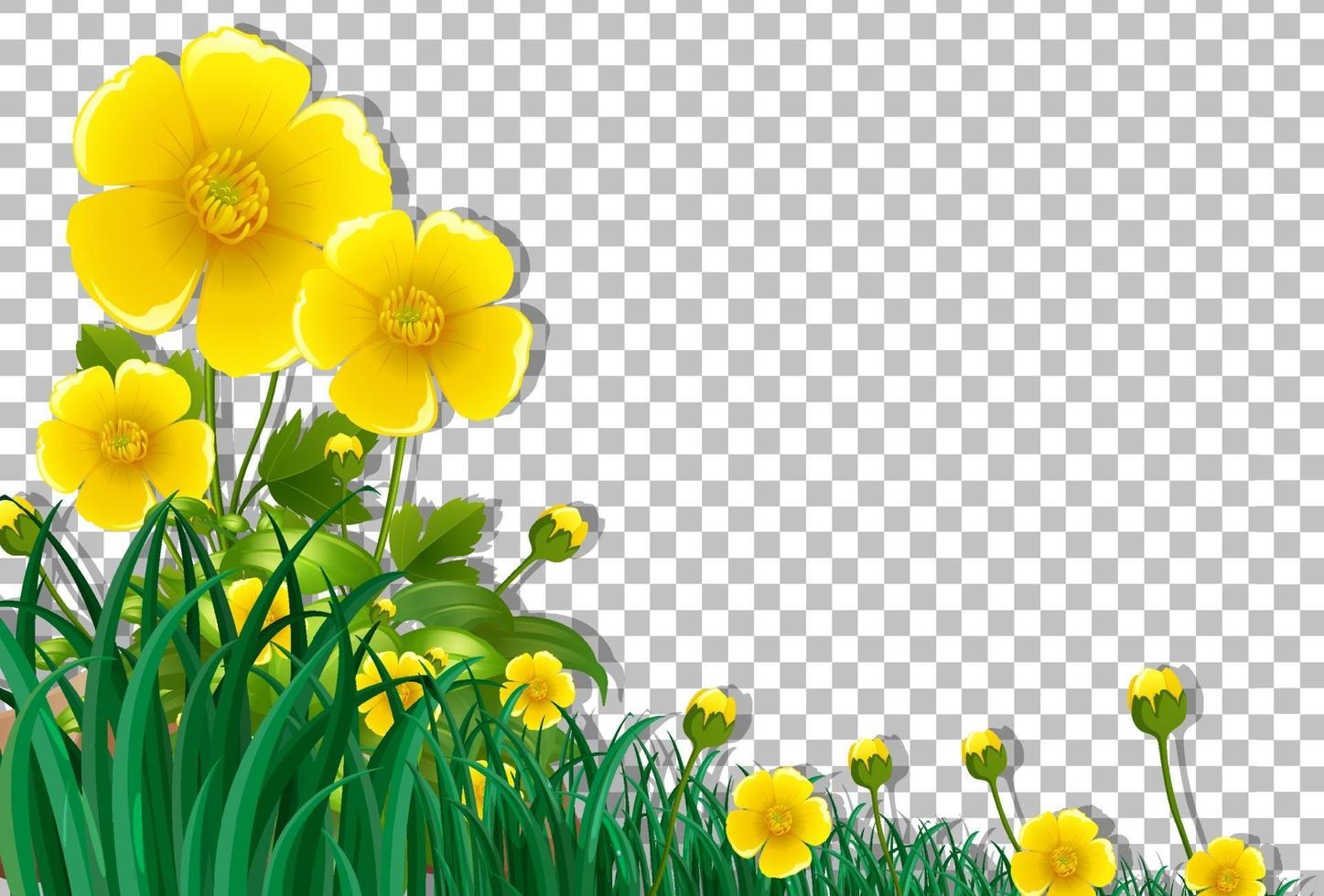 Yellow flower field frame template vector