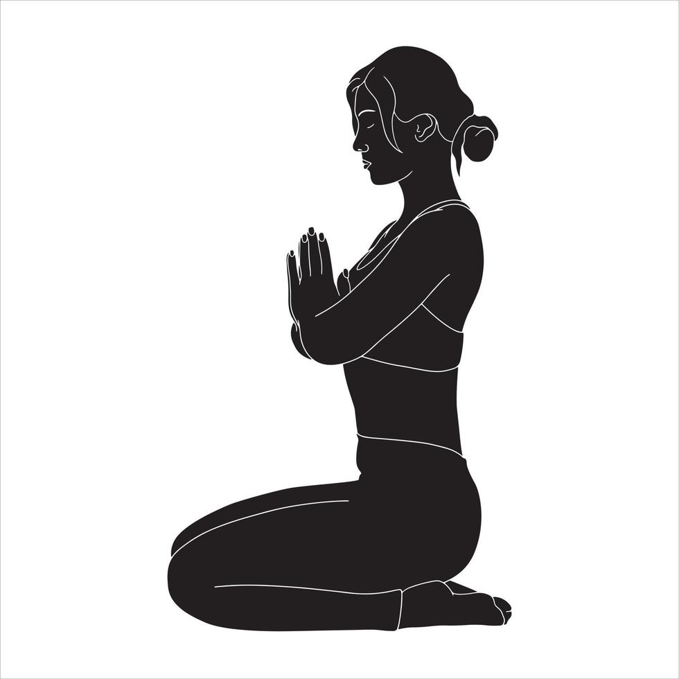 Character silhouette - character in Yoga pose, character Sillhouette. vector