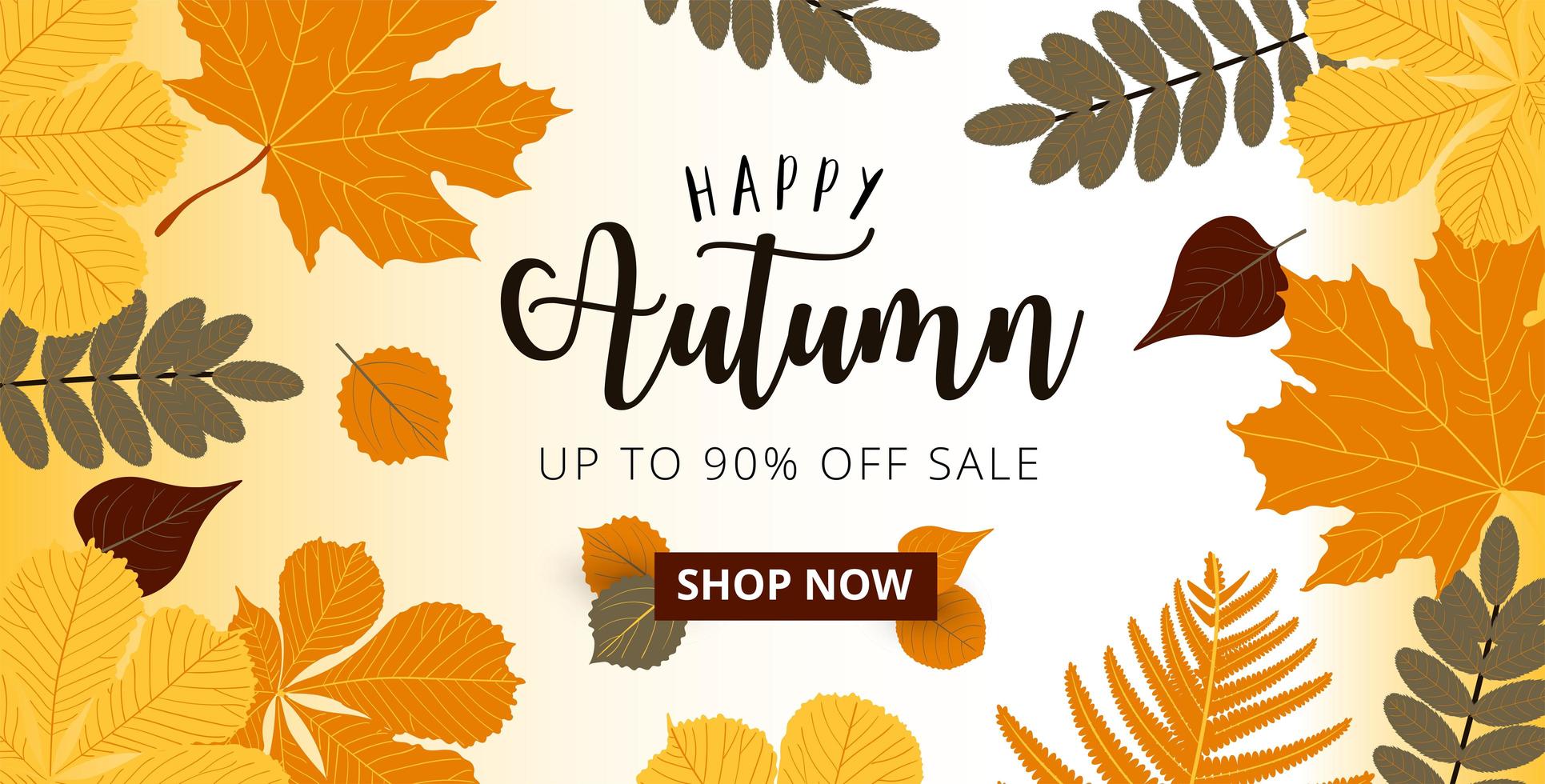 Banner de web de venta de otoño con hojas de otoño. vector