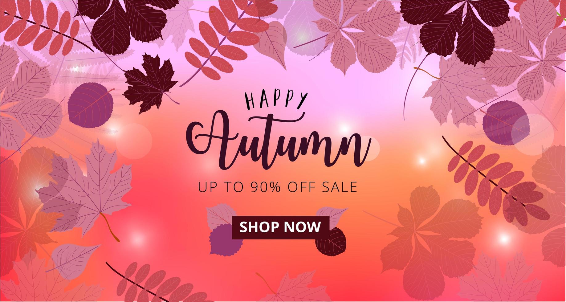 Autumn sale web banner with fall leaves. Vector