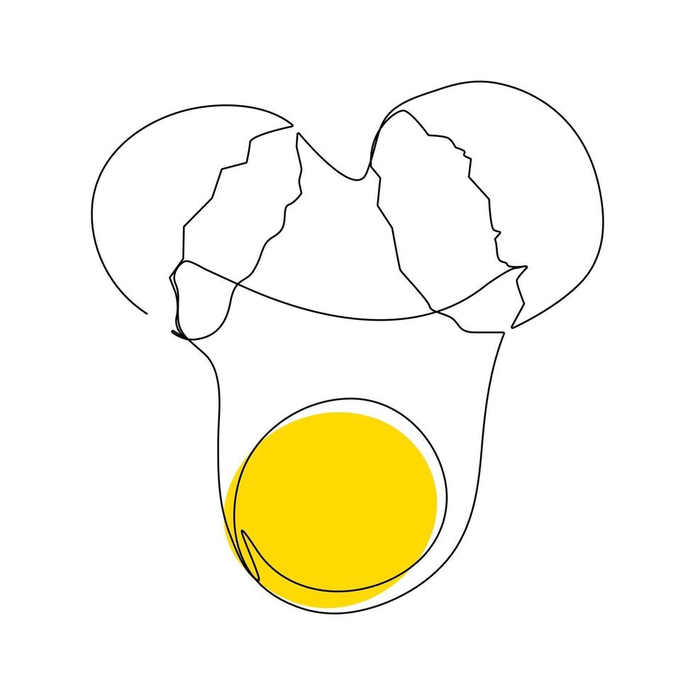 Continuous line. Fried eggs. Breakfast, egg yolks and whites. vector