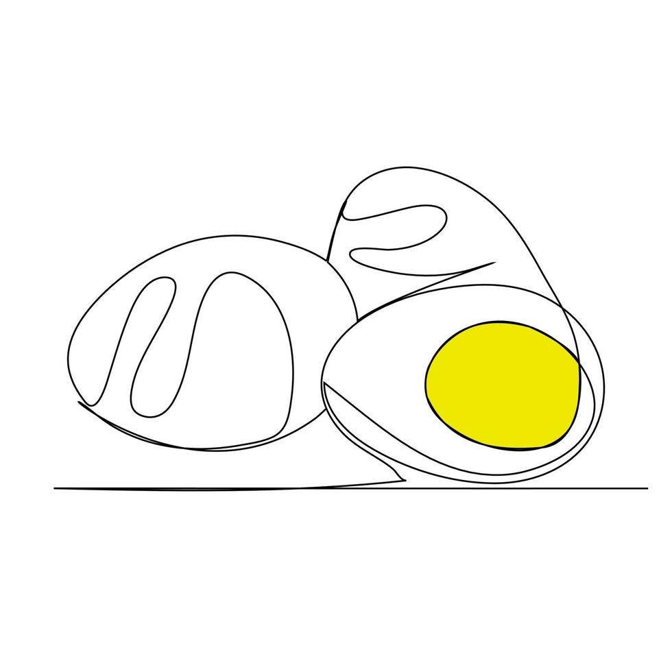 Continuous line. Fried eggs. Breakfast, egg yolks and whites. 3333469