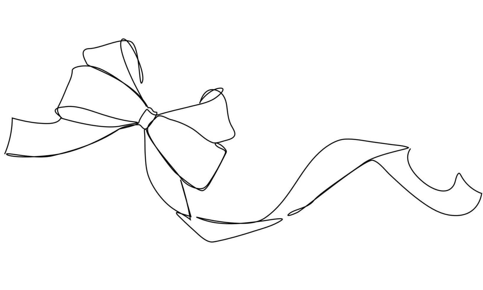 Gift ribbon bow in simple continuous line drawing style. vector