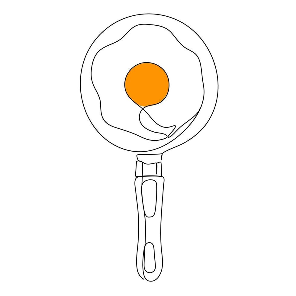 Continuous line. Fried eggs. Breakfast, egg yolks and whites. vector