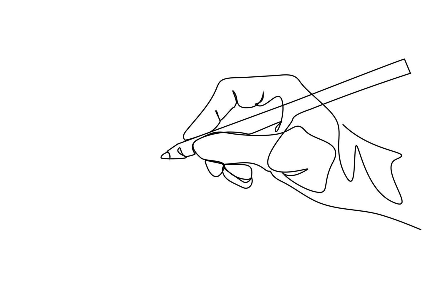 continuous line drawing of hand drawing line with pen vector