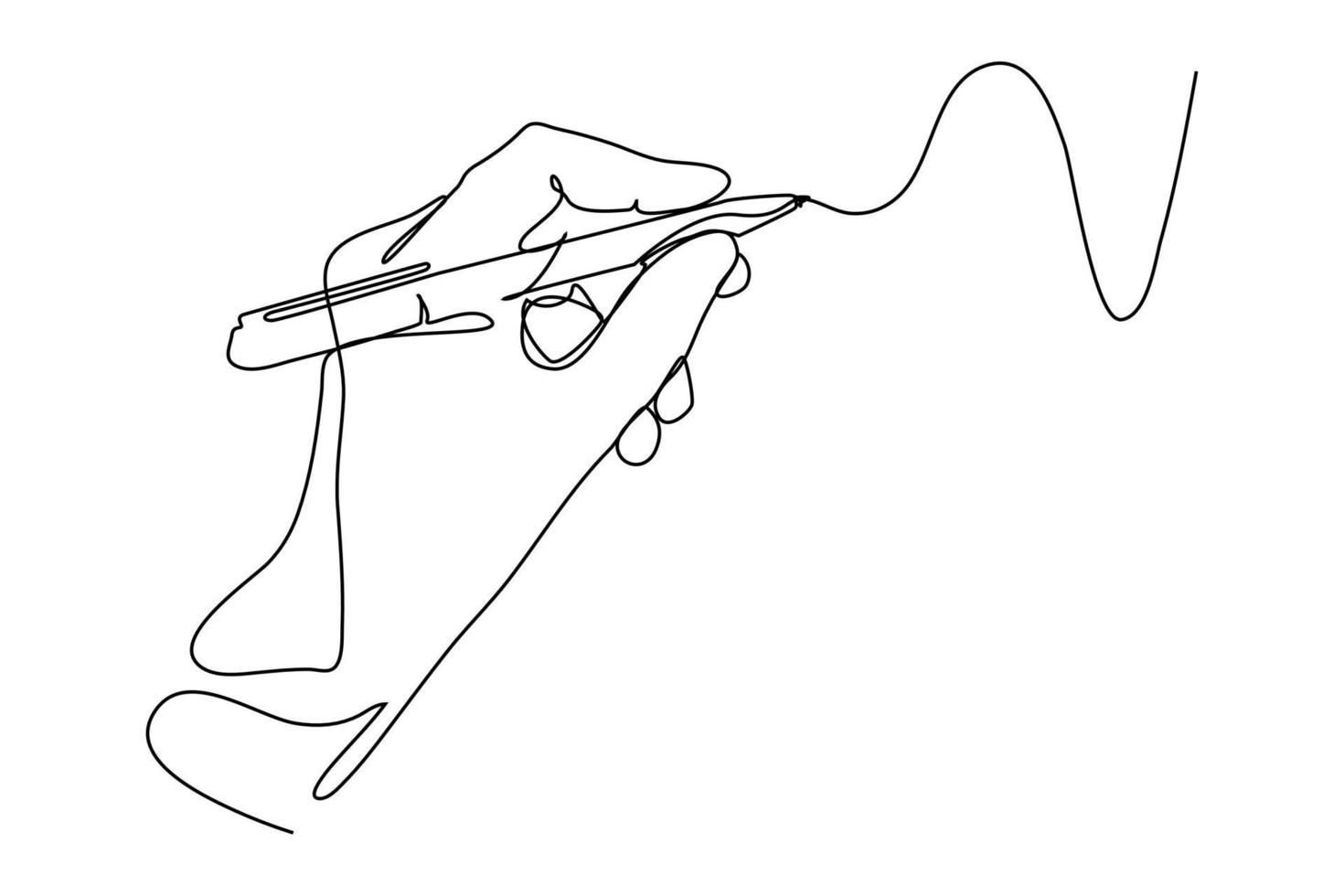 continuous line drawing of hand drawing line with pen vector