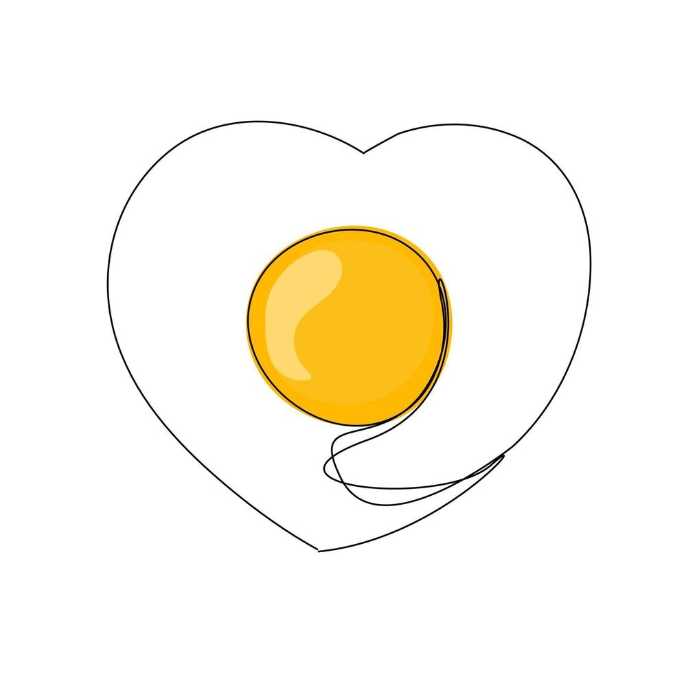 Continuous line. Fried eggs. Breakfast, egg yolks and whites. vector