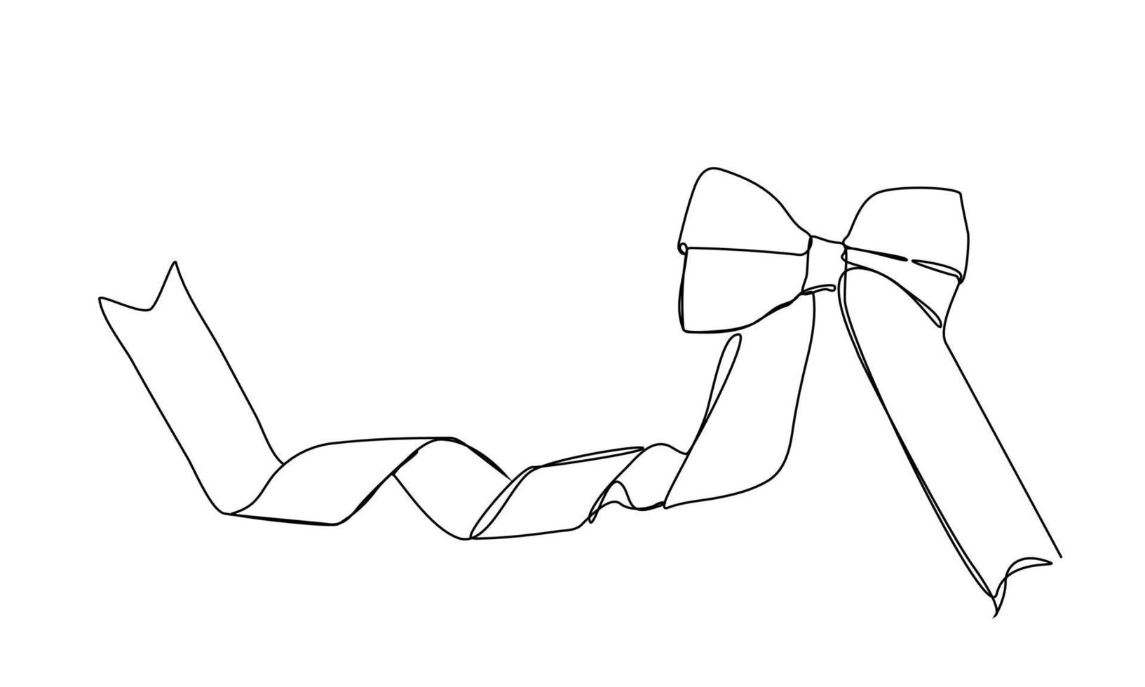 Gift ribbon bow in simple continuous line drawing style. vector