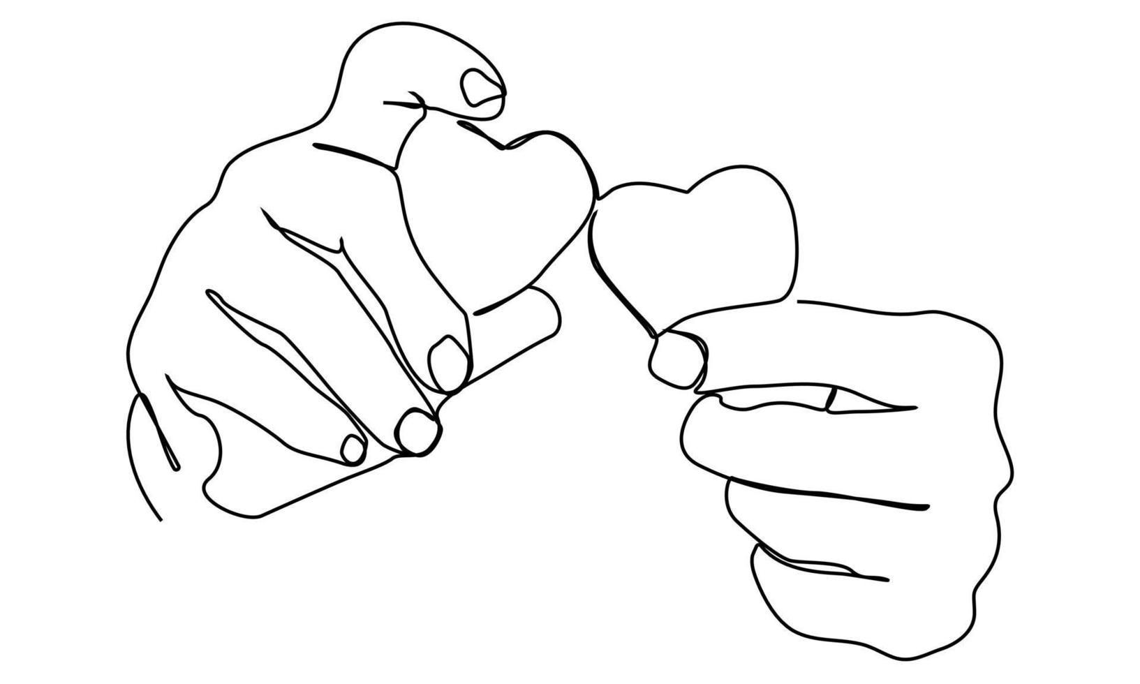 continuous lines red heart on palm love symbol vector