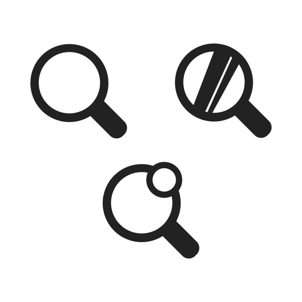 Magnifying Glass Search Black Icon Set Illustration vector