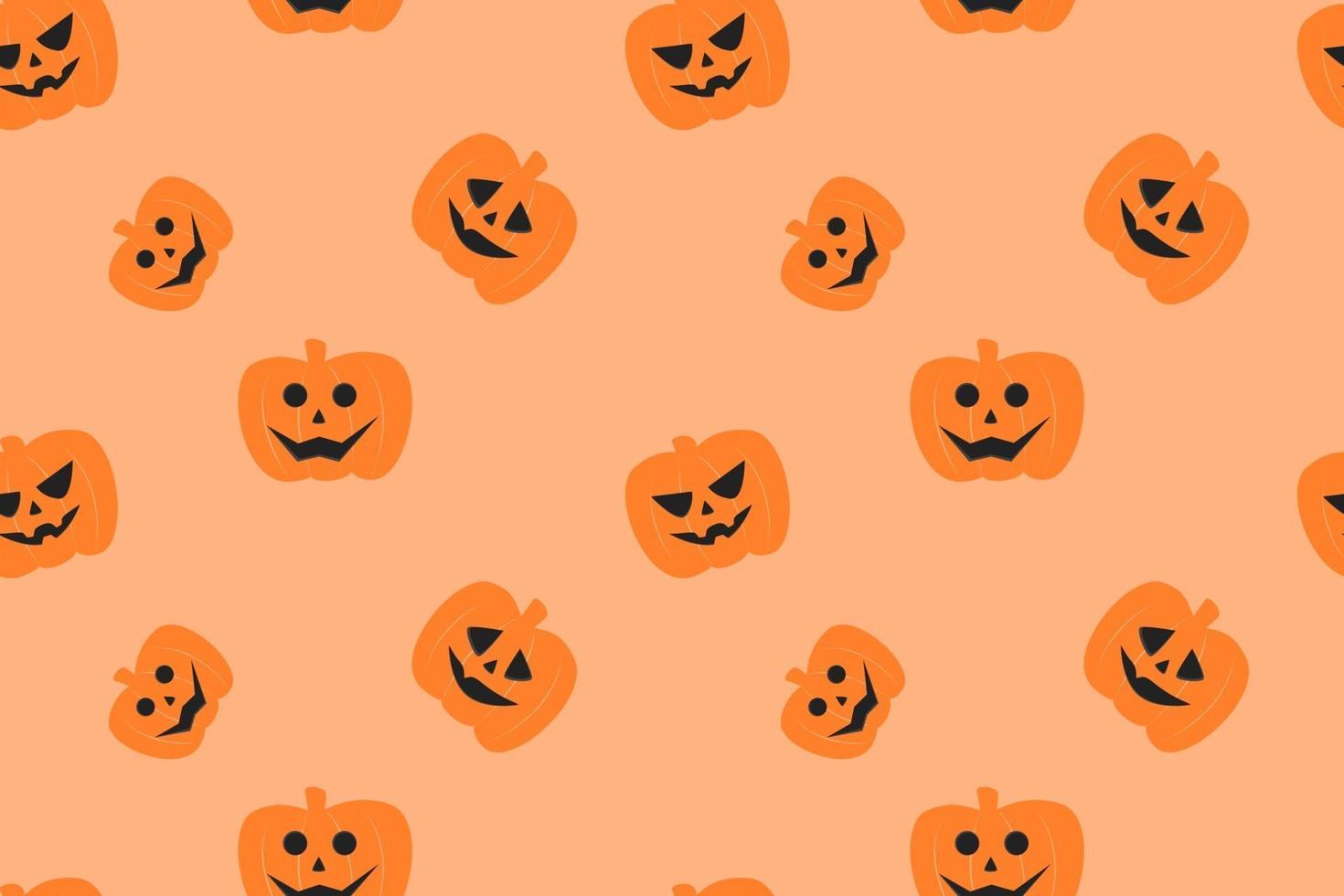 Halloween Cute Pumpkin Flat Seamless Pattern Design vector