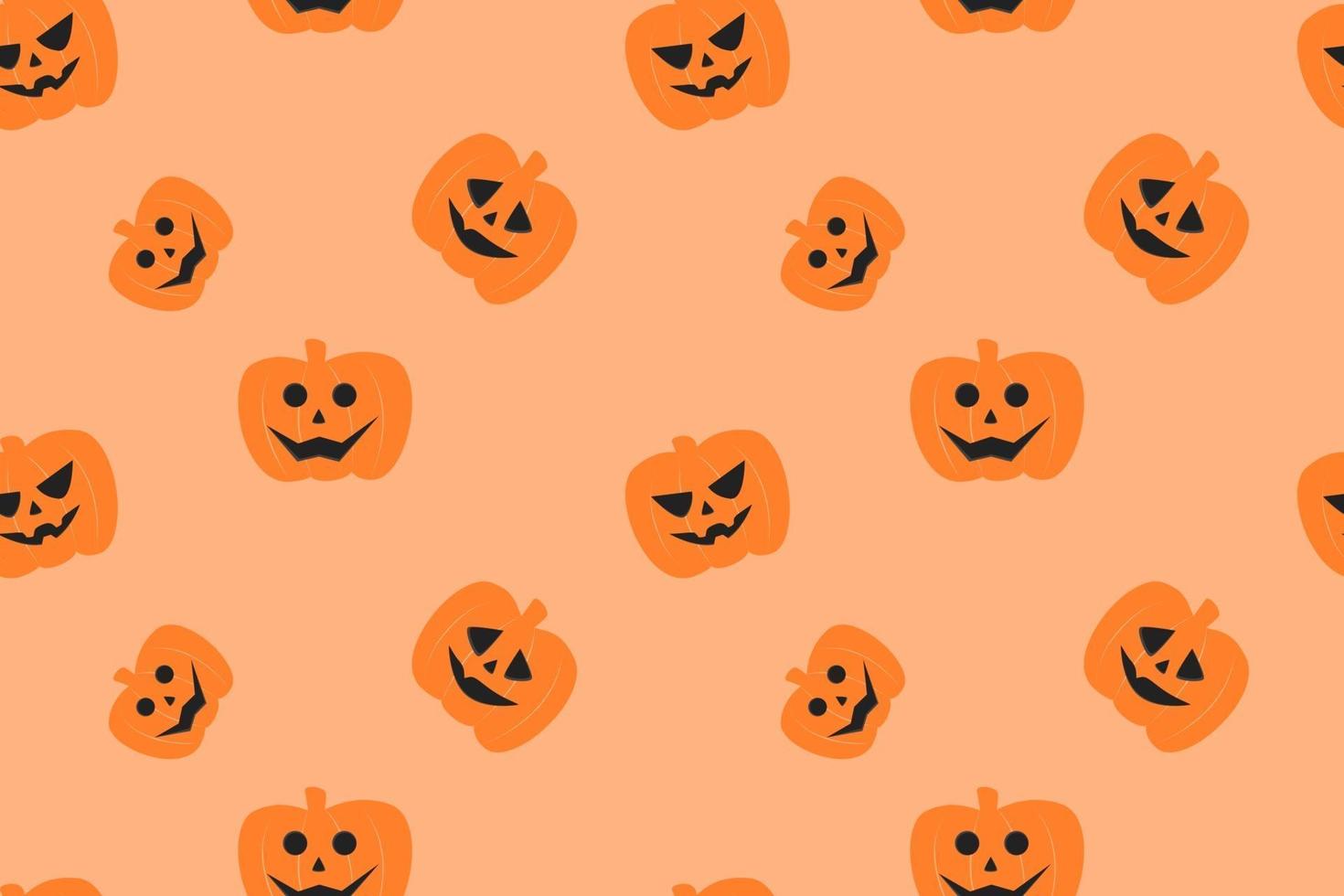 Halloween Cute Pumpkin Flat Seamless Pattern Design vector