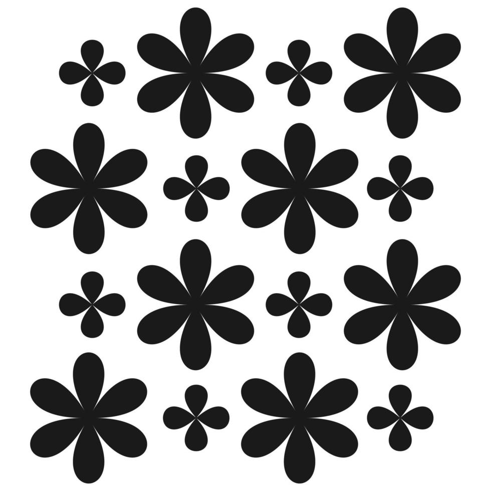 black flower clover four and six leaf. seamless pattern vector graphic