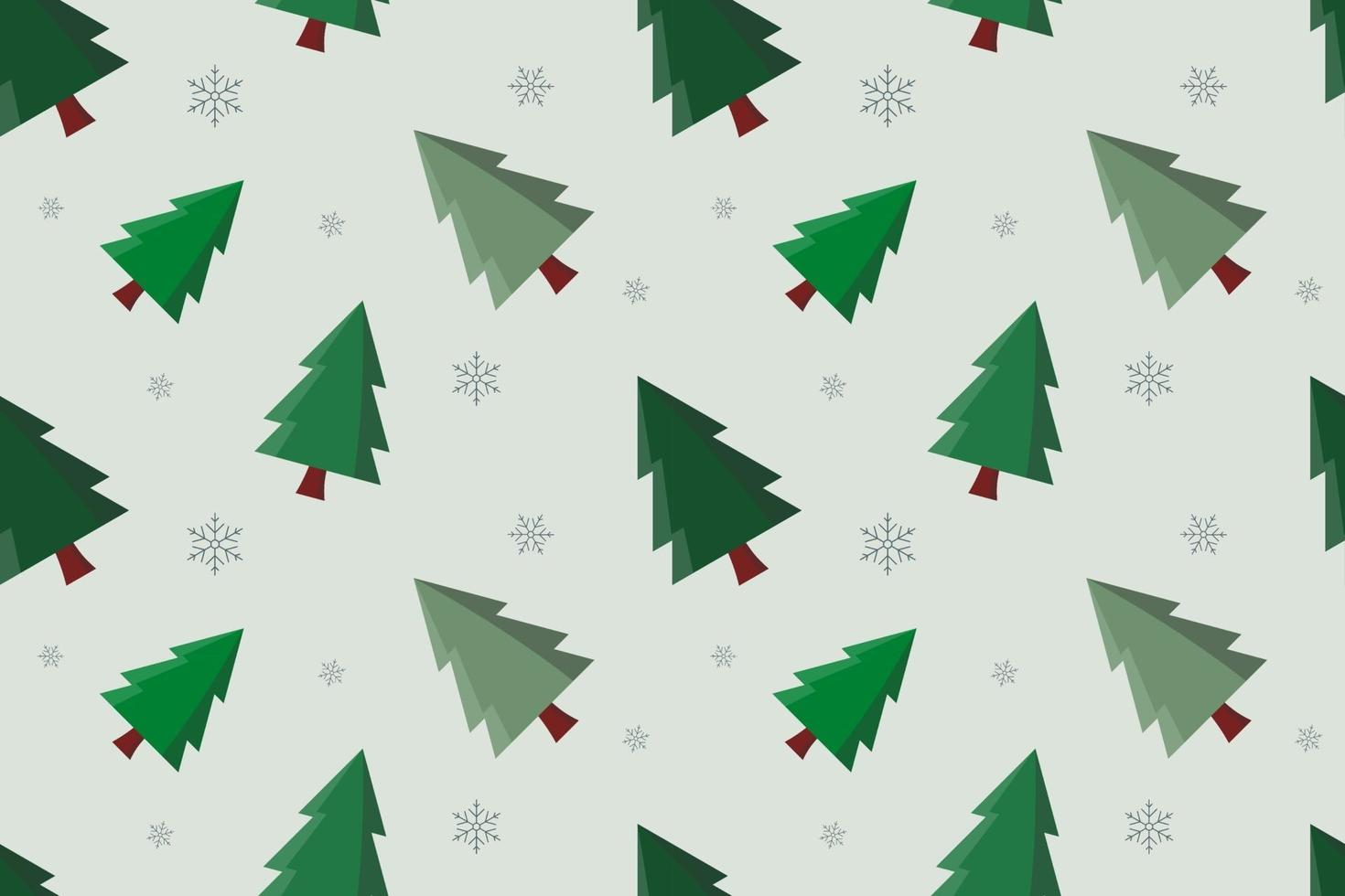 Christmas Winter Tree and Snowflake Seamless Pattern Design vector