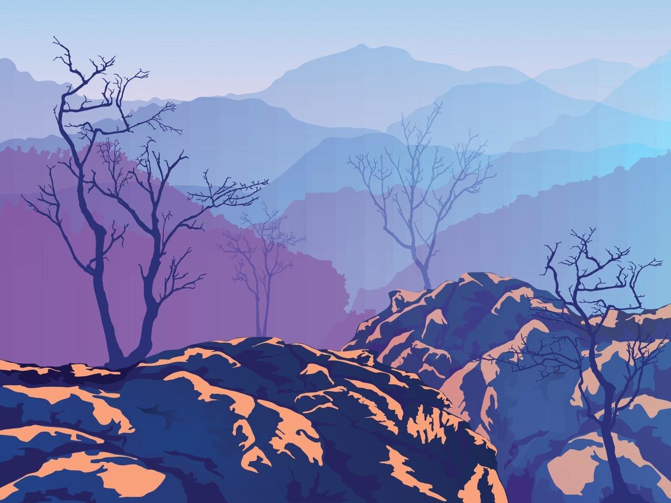 Mountain View Background Vector Illustration