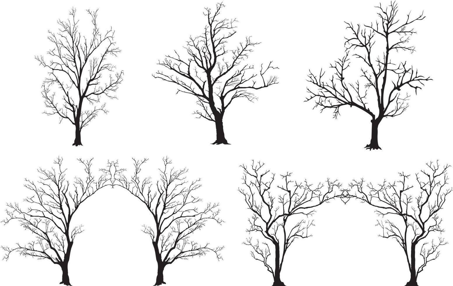 silueta de arbol sin hojas vector