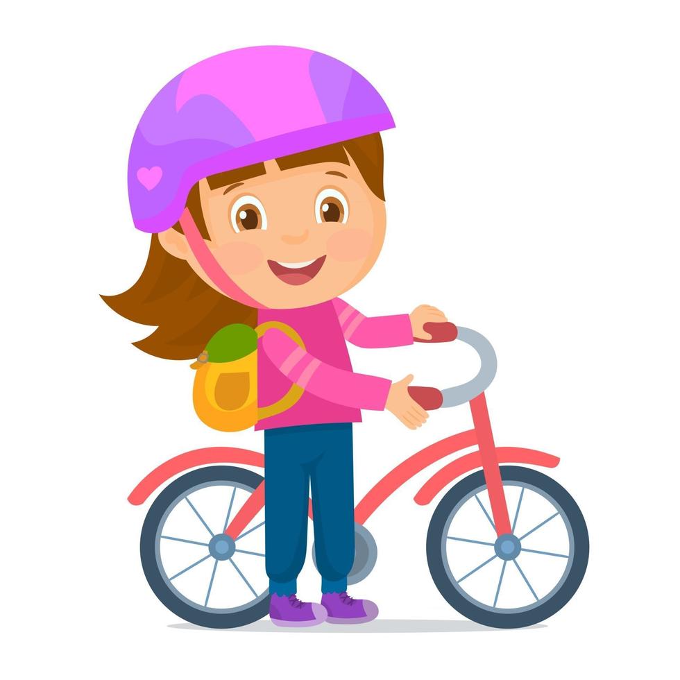 Happy girl going to school vector