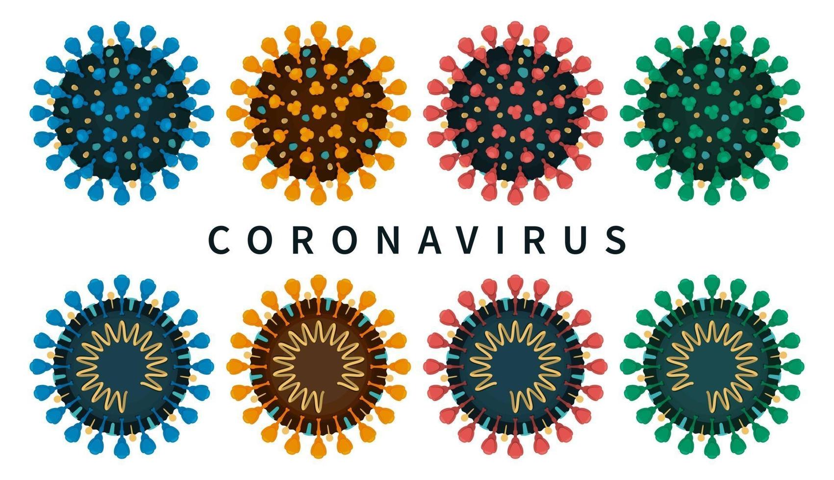 The structure of coronavirus COVID-19 isolated set vector