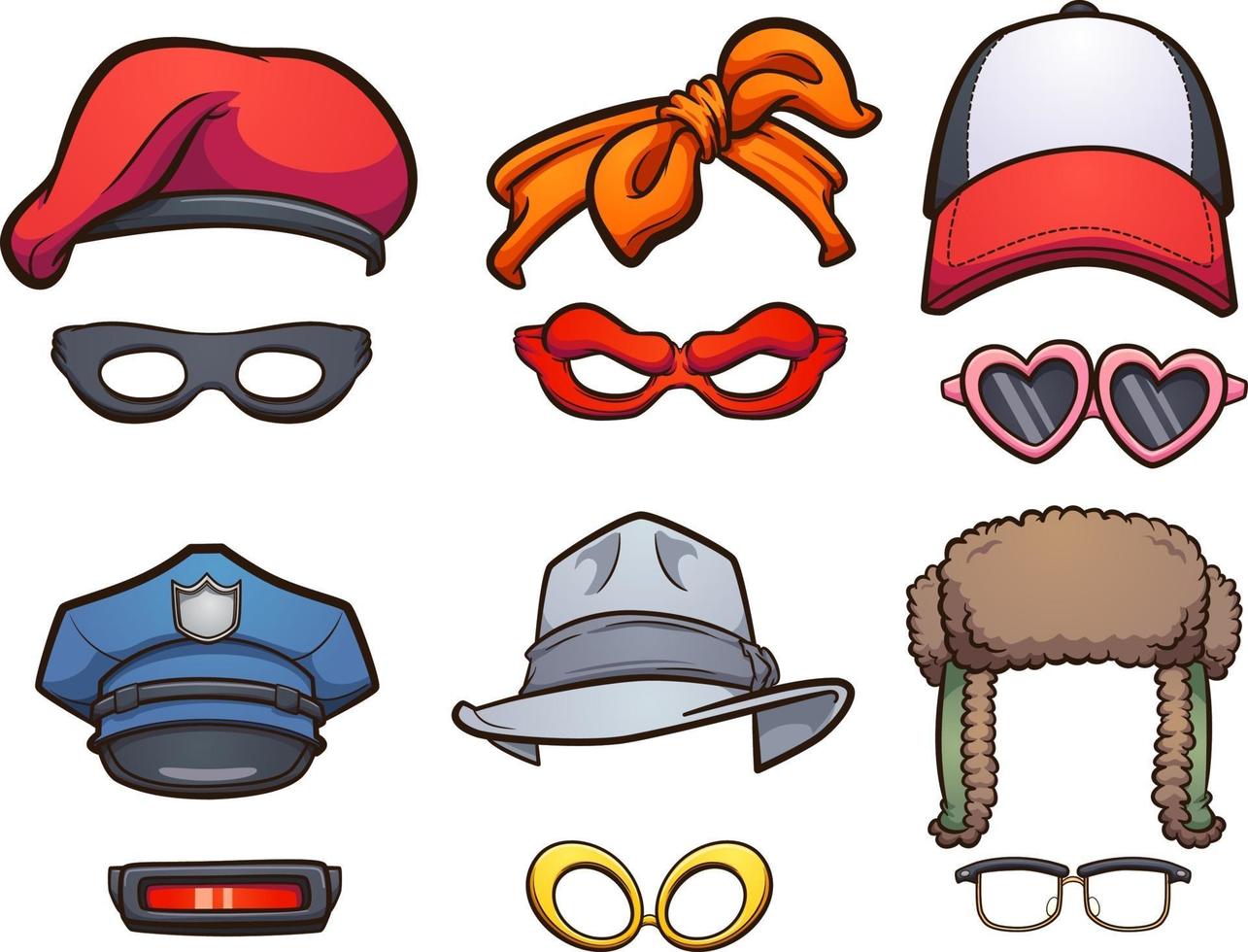 Hats and glasses vector