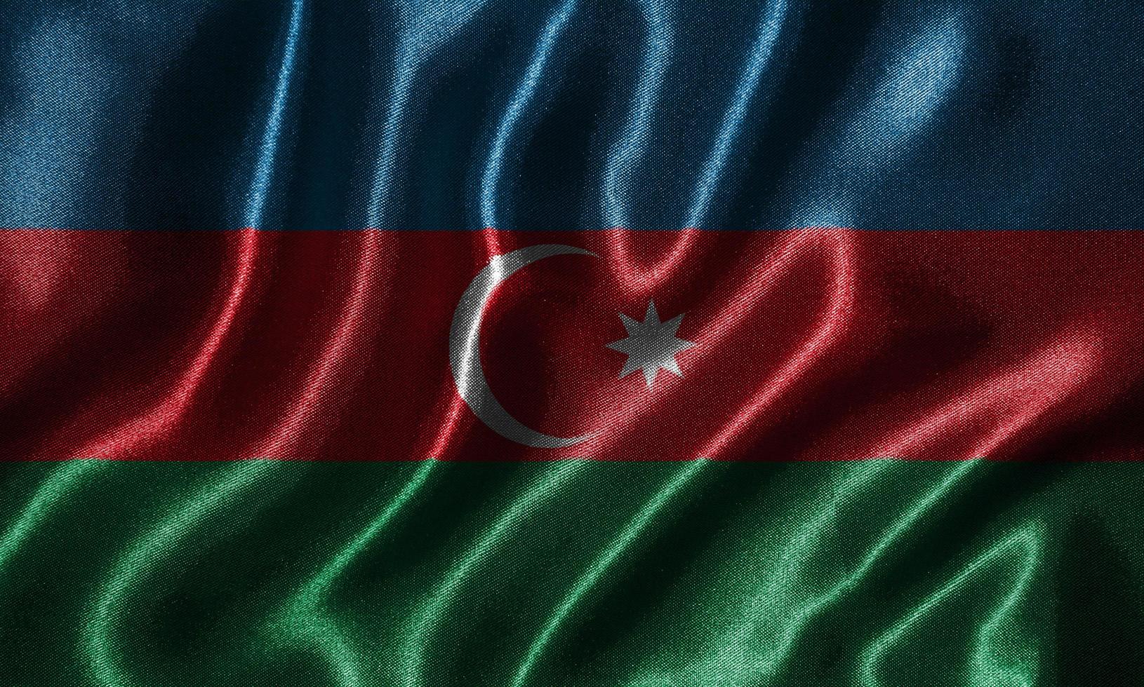 papel tapiz de la bandera de azerbaiyán y bandera ondeando por la tela. foto